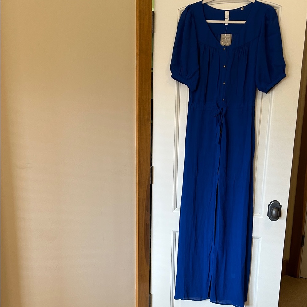 Anthropologie Royal Blue Pleated Dress
